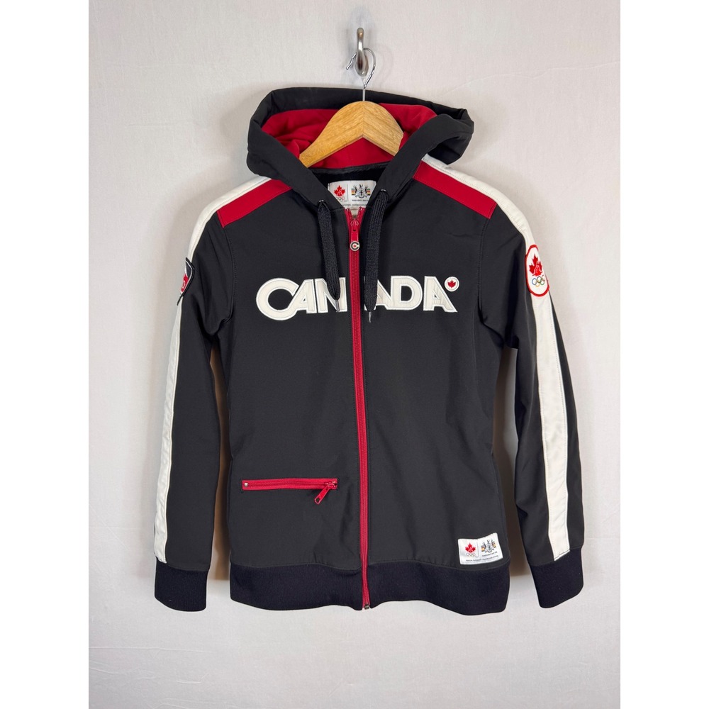 Hudson's Bay Co Team Canada‎ Olympic Softshell Hoodie Jacket Womens Small Black